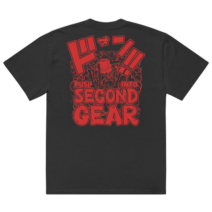 Push Into Second Gear Oversized Faded T-shirt