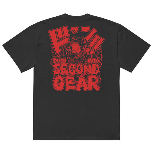Push Into Second Gear Oversized Faded T-shirt